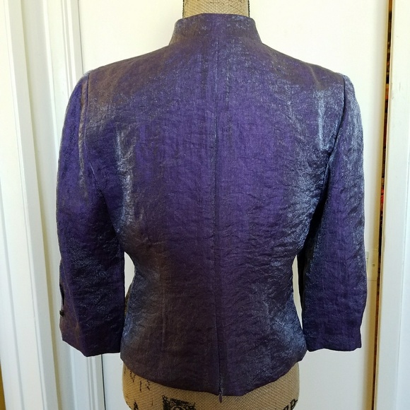 Purple silver shimmer elegant top tunic open back brooch embellished 12P - Picture 2 of 7